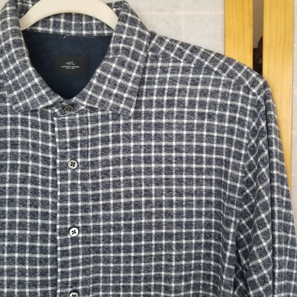 Men's Navy Check Flannel Shirt Anthony Mason Custom Atlanta Size XXL - Picture 1 of 8